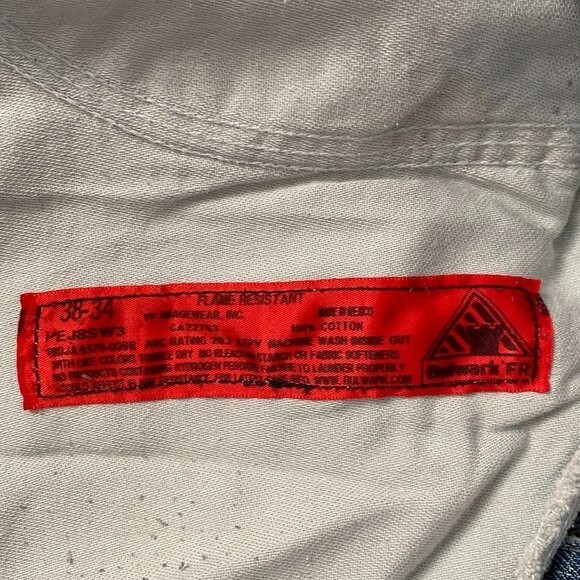 Bulwark FR Flame Resistant Work Carpenter Denim Cotton Mens Jeans Size 38/34 - Picture 8 of 9